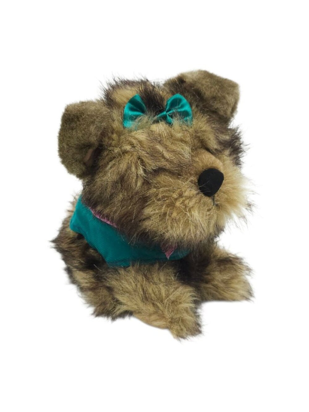 Bath & Body Works Corkie Yorkie Dog Plush Stuffed Toy Teal Bow 1999 Y2K Kawaii
